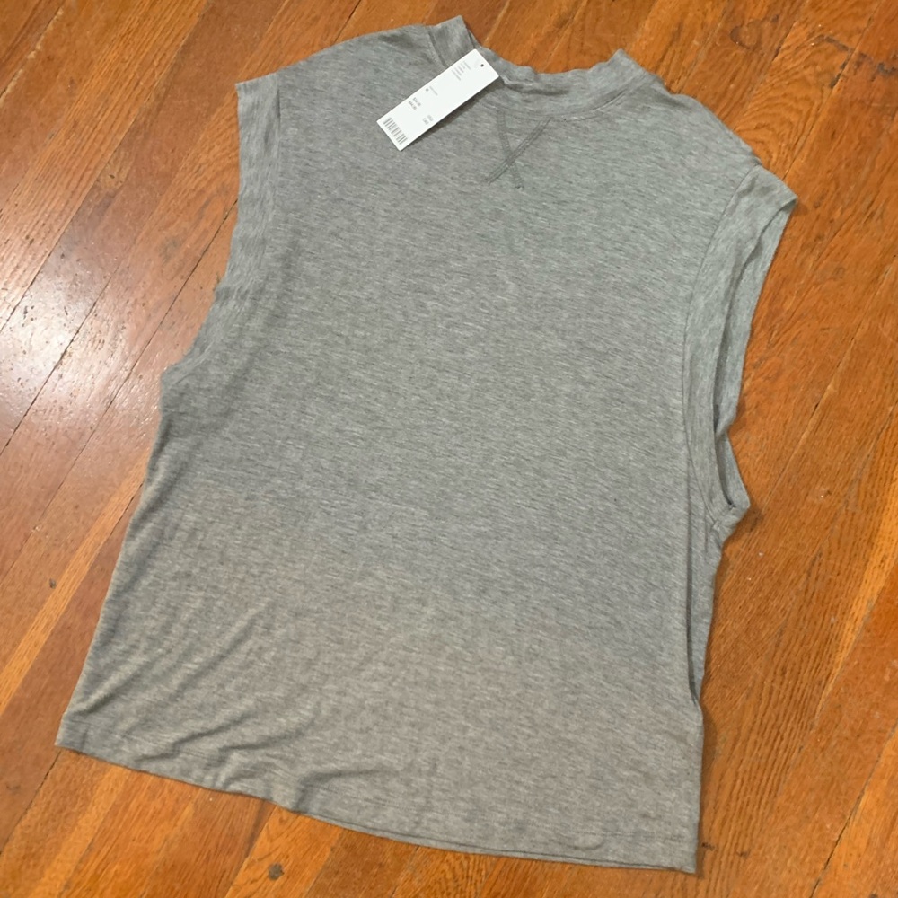 Heather Grey Muscle Tank Urban Outfitters Cross Stitch Crew Neck Collar NWT